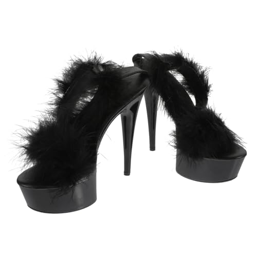 BESPORTBLE Damen Sandaletten mit Hohem Absatz Langlebige Sommer Schuhe Feiner Absatz Rutschfeste Plateau Sandaletten Eleganter Schwarzer Damenschuh von BESPORTBLE