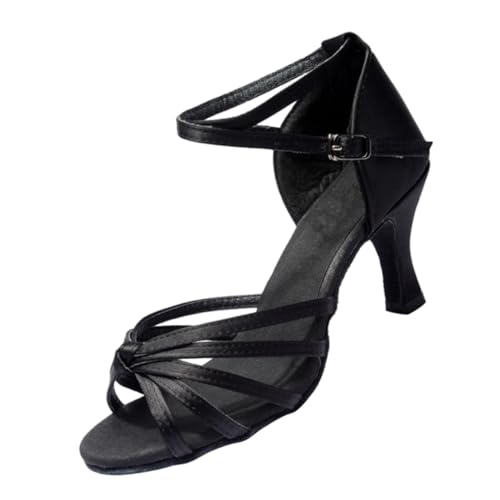 BESPORTBLE Damen Satin High Heels mit Knotenriemen Offene Zehenpartie Latein Tanzschuhe Geeignet für Salsa Ballroom Party und Festliche Anlässe Anzuziehen und Stilvoll von BESPORTBLE