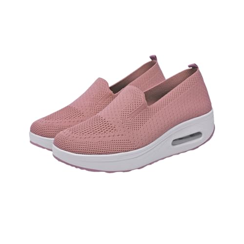 BESPORTBLE Damen Sneakers mit Atmungsaktivem Mesh Dicker Luftpolstersohle und Federleichtem Obermaterial rutschfest Stoßdämpfend Komfortabel für Alltag und Sport Design Rosa von BESPORTBLE