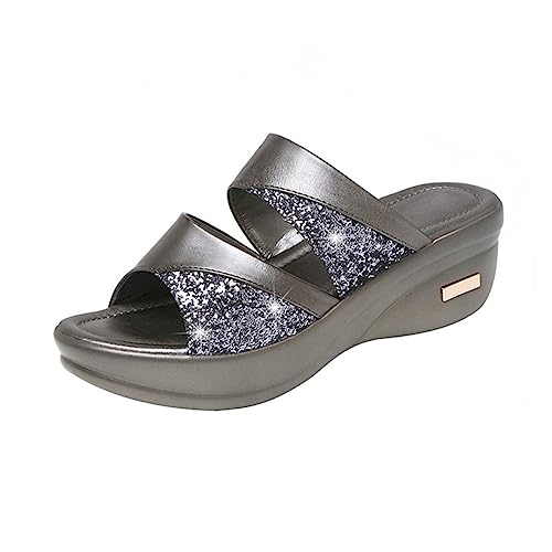 BESPORTBLE Damen Sommer Slipper mit Dicker Keilsohle Casual Fischmaul Sandalen Bequeme Outdoor Mom Shoes Rutschfest Modisch und Strapazierfähig von BESPORTBLE