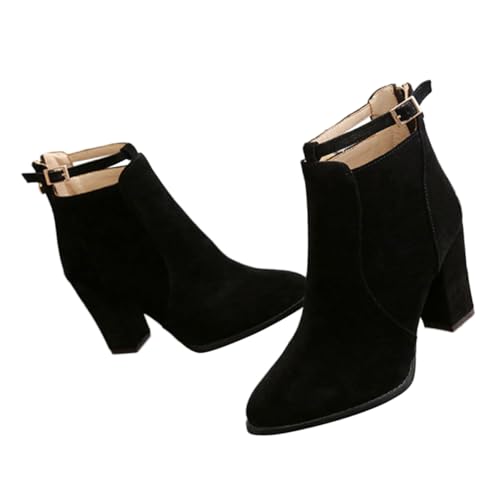 BESPORTBLE Damen Stiefeletten mit Absatz Stylische Herbst Winter Schuhe Rutschfestes Material Komfortabel und Atmungsaktiv Modisch für Frauen Schwarz von BESPORTBLE