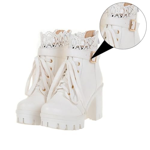 BESPORTBLE Damen Stiefeletten mit Bequemem PU Obermaterial Grobem Absatz Leicht und Atmungsaktiv Modische Kurze Boots für Herbst Winter Stilvolle Schuhe für Alltag und Festliche Anlässe von BESPORTBLE