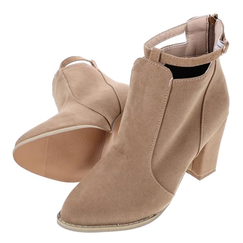 BESPORTBLE Damen Stiefeletten mit Grobem Blockabsatz Kurz Modisch und Herbstliche High Heels Boots in Apricot Rutschfest und Atmungsaktiv Passend zu Kleidern und Hosen BESPORTBLE Damen Stiefeletten mit Grobem Blockabsatz Kurz Modisch und Herbstliche High Heels Boots in Apricot Rutschfest und Atmungsaktiv Passend zu Kleidern und Hosen von BESPORTBLE