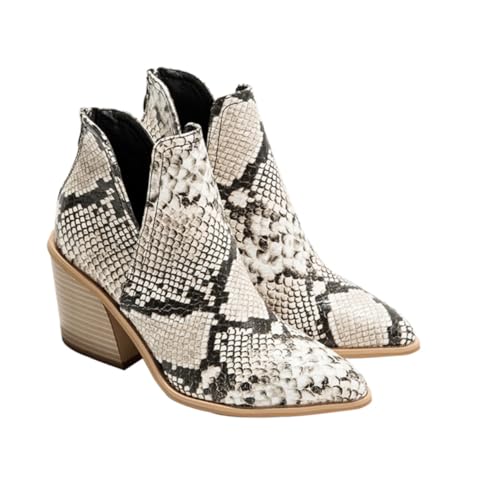 BESPORTBLE Damen Stiefeletten mit Mittelhohem Dickem Absatz Spitz Zulaufend Modische Ankle Boots für Alltag Büro Party und Hochzeit Komfortable Einlegesohle Vielseitig Kombinierbar von BESPORTBLE