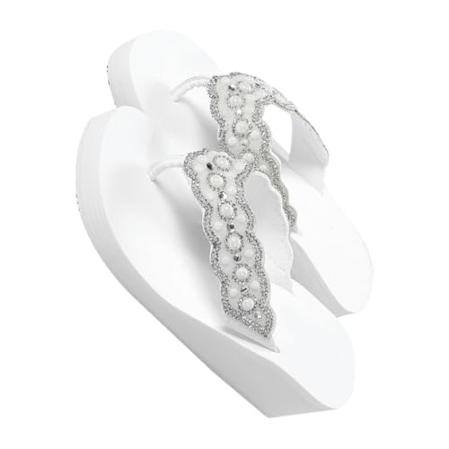 BESPORTBLE Damen Strand Flops mit Perlen Wasser Design Keilabsatz Rutschfest Komfortabel Sommer Sandalen Weiß Geeignet für Langes Tragen BESPORTBLE Damen Strand Flops mit Perlen Wasser Design Keilabsatz Rutschfest Komfortabel Sommer Sandalen Weiß Geeignet für Langes Tragen von BESPORTBLE