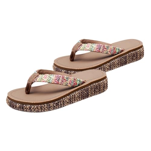 BESPORTBLE Damen Wedge Slipper Sommer Sandalen mit Dicker Sohle Rutschfest Atmungsaktiv Strand Schuhe für Frauen Eleganter Keilabsatz Freizeit Fußbekleidung Dunkelbraun von BESPORTBLE