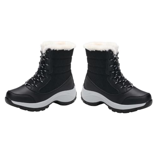 BESPORTBLE Warme Damen-schneestiefel Mit Kunstfellfutter Gefütterte Winterstiefel Für Damen Rutschfeste Gummisohle Zum Schnüren Für Herbst Und Winter von BESPORTBLE