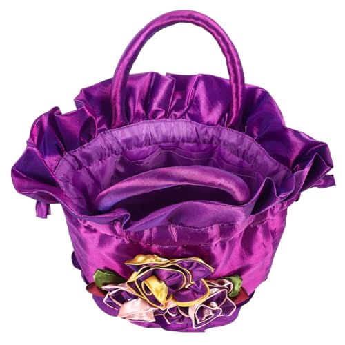 BESPORTBLE Damenhandtasche Kosmetiktasche Cosmetic Bag makeupbag Handtaschen Frauen goldene Clutch-Geldbörsen für Frauen Handtasche mit Kordelzug dekorative Geldbörsen für Damen Stoff Violett von BESPORTBLE