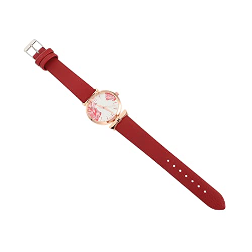 BESPORTBLE Damenuhr Kleid Frauen Beobachten Vintage Uhr Damen Digitaluhr Damen Für Gold Betrachten Damen Freizeituhr Damen Armbanduhr Handgelenk Uhr Leichte Luxus-Armbanduhr Kunstleder Rot von BESPORTBLE