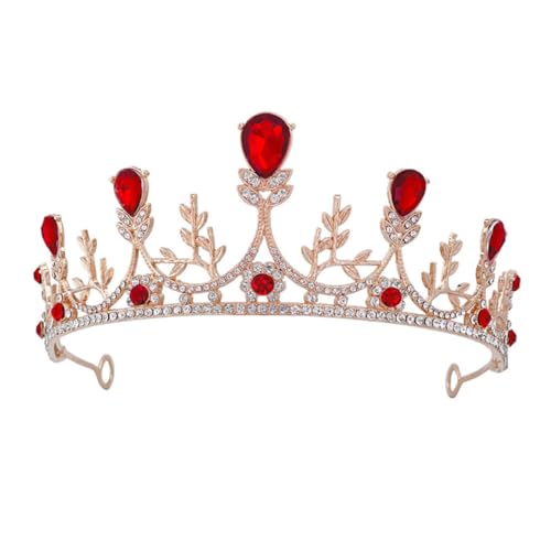 BESPORTBLE Diamantkrone Haarschmuck Bachelorette Brautkronen Hochzeit Barockkrone Tiara Brautjungfer Strass Königin Tiara Barockkrone Vintage Spa Stirnband Frauen Rot Zinklegierung von BESPORTBLE