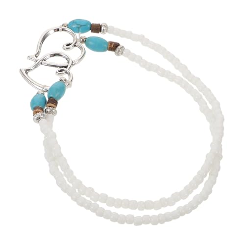 BESPORTBLE Mehrlagige Herzarmbänder Aus Zinklegierung Und Kunststoffperlen Doppellagiges Fußkettchen Mit Herz-fußkettchen Für Frauen von BESPORTBLE