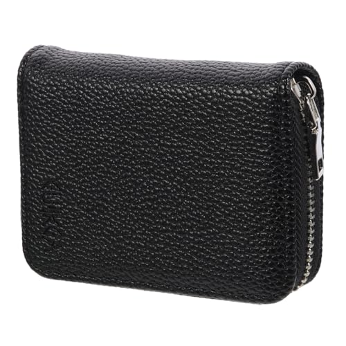 BESPORTBLE Geldbörse Damen Reißverschluss Aus Pu- Bifold-Wallet Mit Doppelreißverschluss Für Karten Ausweis Bargeld Münzen Schwarz von BESPORTBLE