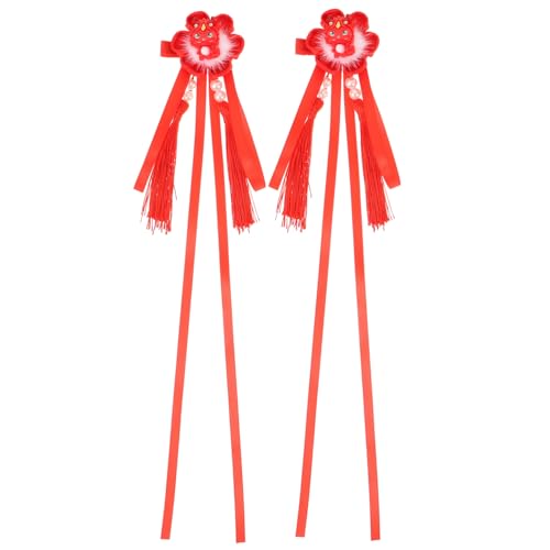 BESPORTBLE Drachen Haarspangen mit Quasten Haarschmuck für Frauen für Chinesisches Neujahr Partys und Fotoshootings Accessoire Rot von BESPORTBLE