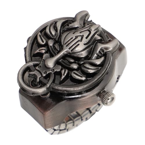 BESPORTBLE Dragon Head Flip-Open Ring Uhr Kreativer Fingerring mit Einstellbarem Band Vintage Stil für Herren Damen Geschenk Schmuckaccessoire von BESPORTBLE