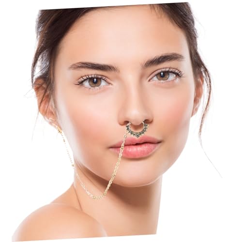 BESPORTBLE Durchbohrter Leichter Fake Nasenring mit Kette Metallischer Septum Ring für Damen Komfortabler Schmuck für Tanz Party Hochzeit und Festlichkeiten von BESPORTBLE