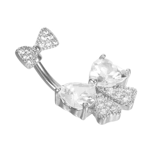 BESPORTBLE Edelstahl Bauchnabelpiercing mit Funkelnder Schleife Hautfreundlicher Nabelring für Damen und Mädchen Eleganter Bauchnabelschmuck mit Langlebigem Glanz Vielseitig Kombinierbar für von BESPORTBLE