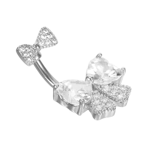 BESPORTBLE Edelstahl Bauchnabelpiercing mit Glitzerndem Schleifen anhänger Verstellbar und Passend Modisches Nabelschmuck für Damen und Mädchen Geschenk für Stilbewusste Frauen von BESPORTBLE