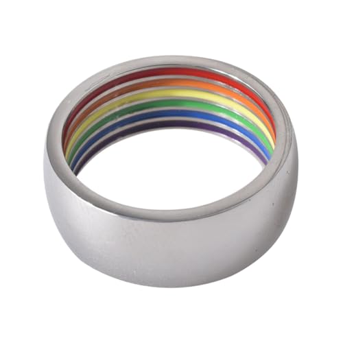 BESPORTBLE Edelstahl Ring Regenbogenfarben Persönlichkeit Gay Schmuck Langlebig Hautfreundlich Modisch für Damen Herren Geschenk Partys Freundschaftsringe von BESPORTBLE