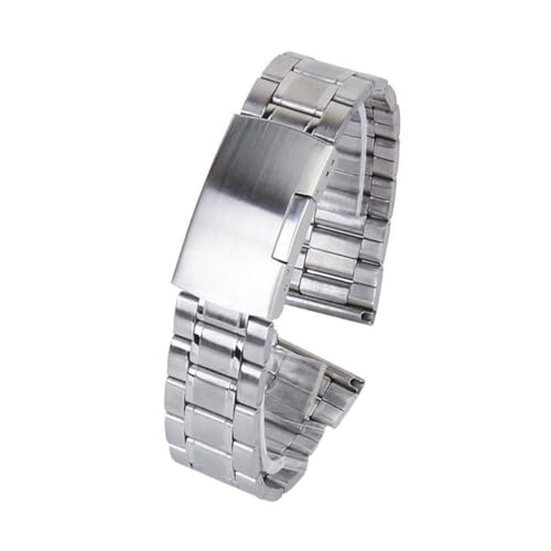 BESPORTBLE Edelstahl Uhrenarmband mit Geradem Ende Robuste Vollglied struktur Silbernes Armband mit Faltschließe Langlebig und Komfortabel Ersatz für Smartwatch und Klassische Uhren von BESPORTBLE