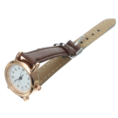 BESPORTBLE Kleine Damenuhr Mit Braunem Lederarmband Klassisches Design Kompaktes Und Leichtes Format Digitale Uhr Für Alltag von BESPORTBLE