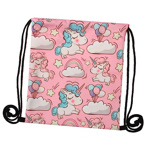 BESPORTBLE Einhorn Kordelzug-Rucksack Für Mädchen Polyester Turnbeutel Mit Süßem Einhorn-Druck Multifunktionale Tragetasche Für Sport Schule Und Reisen Leicht Und Tragbar Für von BESPORTBLE