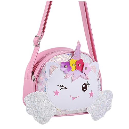 BESPORTBLE Einhorn Umhängetasche für Mädchen mit Verstellbarem Schultergurt Paillettenverzierung Kompakte Crossbody Tasche Modisch und Praktisch Geschenk für Teenager Mädchen von BESPORTBLE