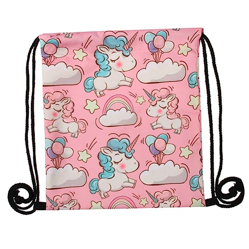 BESPORTBLE Einhorn-kordelzugbeutel Mode-Rucksack Für Mädchen Bedruckte Tasche Aus Polyester Leicht Zu Tragen Für Outdoor-aktivitäten Reisen Und Partys von BESPORTBLE