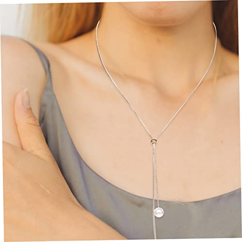 BESPORTBLE Einstellbare Schlangenkette Halskette Damen Goldfarben Perlenanhänger Leichtes Design Verstellbare Modischer Schmuck Für Mädchen Alltag und von BESPORTBLE