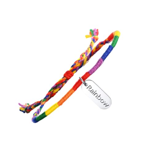BESPORTBLE Einstellbares Armband mit Rainbow Anhänger Geflochtenes Polyester Handseil Lgbt Lovers Schmuck Modisches Unisex Street Accessoire Perfektes für Freundin und Freunde von BESPORTBLE