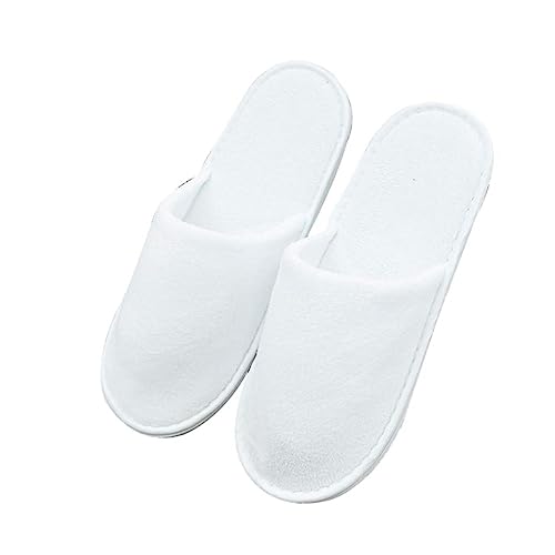 BESPORTBLE Einweg Stoff Hausschuhe Weiß Komfortable Atmungsaktive Indoor Slipper für Gäste Hotel Familienbesuch Rutschfeste EVA Sohle Weiche Pantoffeln von BESPORTBLE