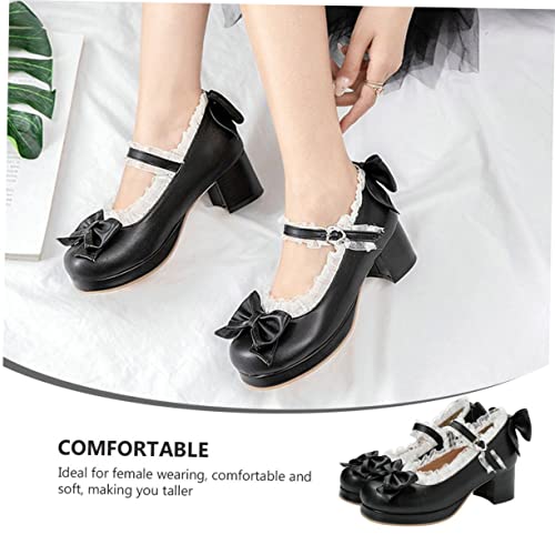 BESPORTBLE Elegante Damen High Heels mit Dickem Absatz Frühjahrs Schuhe für Frauen Bequeme Modische Pumps mit Offenem Zehenbereich für Alltag und Besondere Anlässe Schwarz von BESPORTBLE