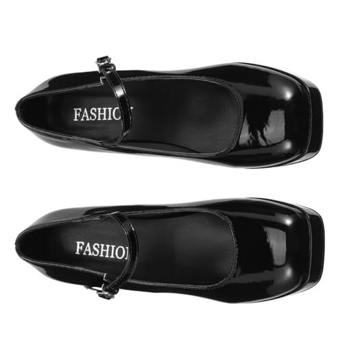 BESPORTBLE Elegante Damen High Heels mit Plateau und Grobem Absatz Modische Schwarze Pumps für Arbeit Party und Festliche Anlässe Komfortabel und Langlebig von BESPORTBLE