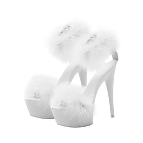 BESPORTBLE Elegante Damen High heeled Sandalen Weiß Wasserfeste Plateau sandaletten mit Feinem Absatz Modische und Bequeme Schuhe für Arbeit und Shopping von BESPORTBLE