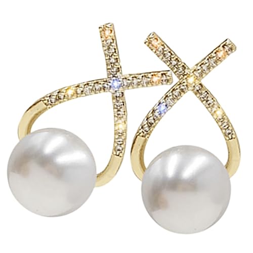 BESPORTBLE Elegante Perlenohrringe Mit Strass Zarte Brautschmuckstücke Für Hochzeiten Und Besondere Anlässe Für Frauen Goldene Akzente Klassischer Stil von BESPORTBLE