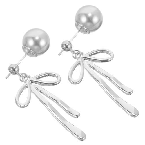 BESPORTBLE Elegante Schleifen Ohrstecker mit Perlendekor Silberstecker Vergoldet Modische Ohrhänger für Damen Vielseitiges Design für Geburtstag und Besondere Anlässe von BESPORTBLE