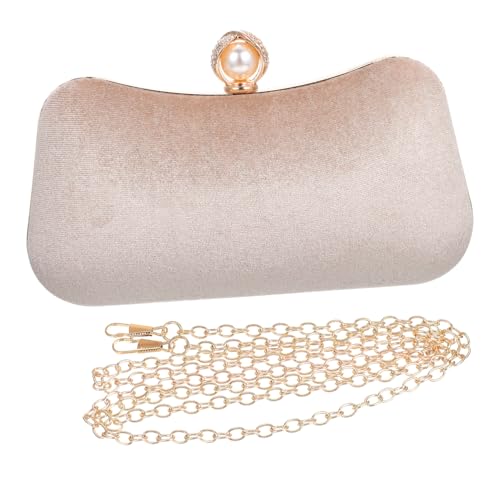 BESPORTBLE Elegante Vintage Perlen Clutch Tasche Für Damen Klassische Abendtasche Für Bankette Und Partys Aprikosenfarbe Stilvolle Handtasche Für Besondere Anlässe von BESPORTBLE