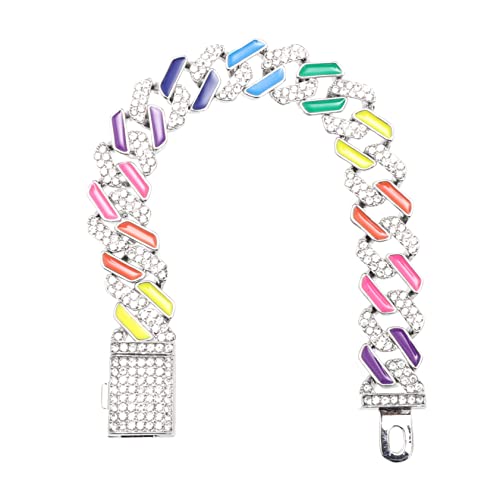 BESPORTBLE Elegantes Armband mit Regenbogen Rhinestones Schillerndes Hip Hop Schmuckstück für Herren Modisches Persönlichkeit Accessoire für Männer und Jugendliche von BESPORTBLE