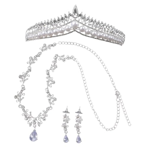 BESPORTBLE Elegantes Brautschmuck Silber mit Perlenkrone und Ohrsteckern Stilvolle Hochzeits und Party Accessoires für Damen Handgefertigtes Schmuckset für Braut und Festliche Anlässe von BESPORTBLE