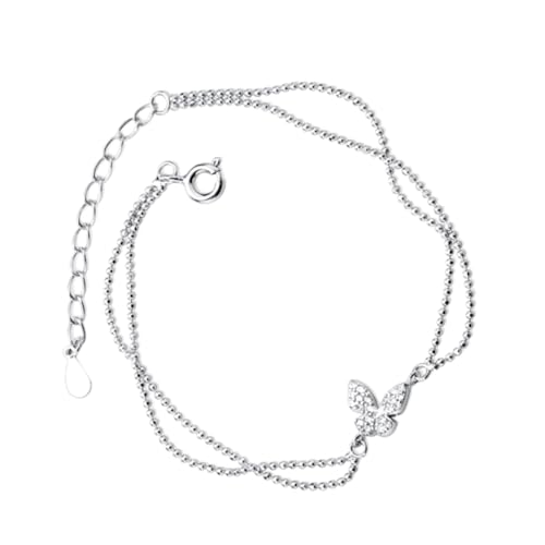 BESPORTBLE Schmetterlingsarmband Mit Ketten-design Doppellagiges Armband Aus Silber Für Frauen Handgelenk-dekoration Verarbeitet von BESPORTBLE