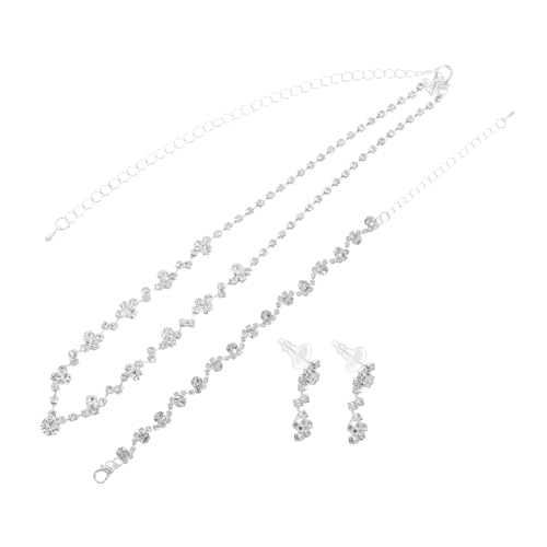 BESPORTBLE Elegantes Schmuckset Damen mit Halskette Armband und Ohrringen Funkelnde Strasssteine Leichtes Design für Festliche Anlässe Wie Hochzeit Abendkleid und Party von BESPORTBLE