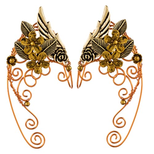 BESPORTBLE Elfen Ohrmanschette Ohrringe Damen Ohrschmuck Metall Handgefertigt Einzigartiges Design Nicht Piercing Für Party Hochzeit Cosplay von BESPORTBLE