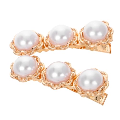 BESPORTBLE Vintage Perlen Haarspange Für Damen Zinklegierung Haarnadel Mit Druckknopf Stilvolle Seitenspange Für Verschiedene Anlässe Brautschmuck Perlenhaarschmuck von BESPORTBLE