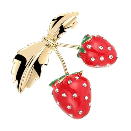 BESPORTBLE Erdbeer Brosche für Damen Kupfer Pin Schmuck für Kleidung Schals Hüte Stilvolles Accessoire mit Einzigartigem Erdbeerdesign Leicht Langlebig von BESPORTBLE