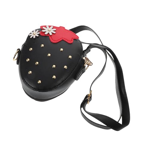 BESPORTBLE Cute Strawberry Crossbody Bag Für Mädchen Kawaii Schultertasche Pu Multifunktionale Handtasche Für Kleine Accessoires Für Täglichen Gebrauch Schwarz von BESPORTBLE
