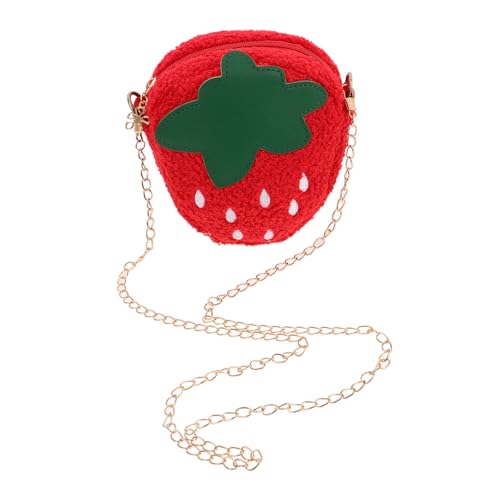 BESPORTBLE Plüsch Erdbeere Schultertasche Erdbeersack Umhängetasche Mit Fruchtdesign Geldbörse in Erdbeerform Für Junge Mädchen von BESPORTBLE