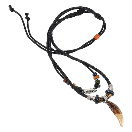 BESPORTBLE Ethnische Halskette für Männer und Frauen Handgefertigte Perlen Halskette mit Zahn Anhänger Langlebiger Strandschmuck für Surfer Vielseitig Kombinierbar und von BESPORTBLE