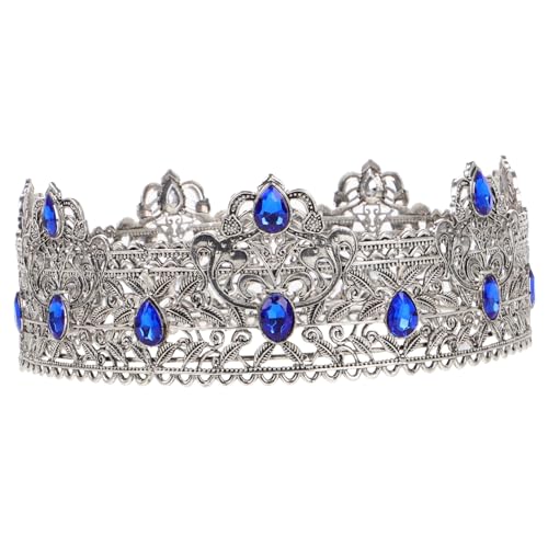 BESPORTBLE Europäische Herren Tiara Krone mit Blauen Kristallen Barock Vintage Stil Langlebige Edles Design für Hochzeit Abschlussball Kostüm und Königliche Themenveranstaltungen von BESPORTBLE