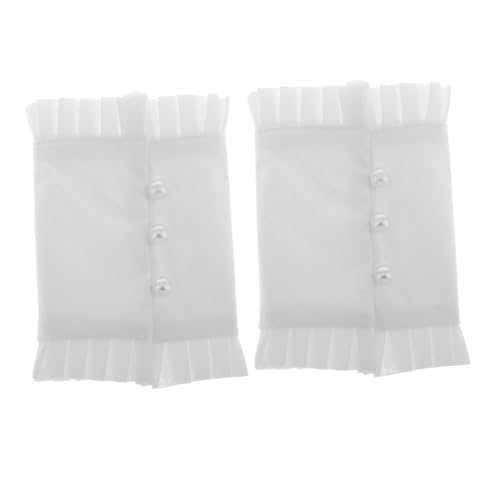 BESPORTBLE Falsche Ärmel Mit Blumenmuster Und Spitze Mehrschichtige Rüschenmanschetten Abnehmbare Handgelenkmanschetten Elastisches Armband Für Frauen Und Mädchen Weiß von BESPORTBLE