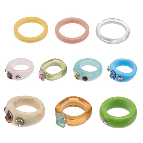 BESPORTBLE Farbenfrohes Teiliges Resin Finger Ringe mit Geometrischem Design Modisch Transparent Leicht Langlebig Unisex Schmuck für Alltag Party und Besondere Anlässe von BESPORTBLE