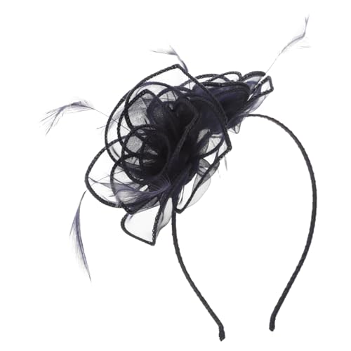 BESPORTBLE Fascinator Stirnband Damen Blau Teeparty-hut Mit Netz-accessoire Hochzeits-kopfschmuck Stilvolles Haar-accessoire Für Besondere Anlässe von BESPORTBLE